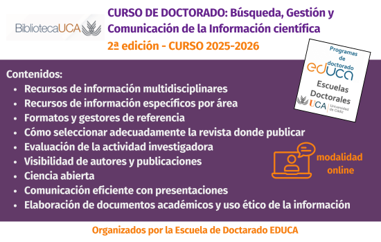 Curso de doctorado: Búsqueda, gestión y comunicación de la Información Científica (2ª ed. 2026)